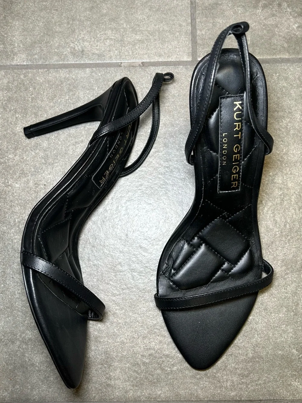 Kurt Geiger Black Pointed Toe Stiletto High Heel Sandals Women’s Shoe Size 9